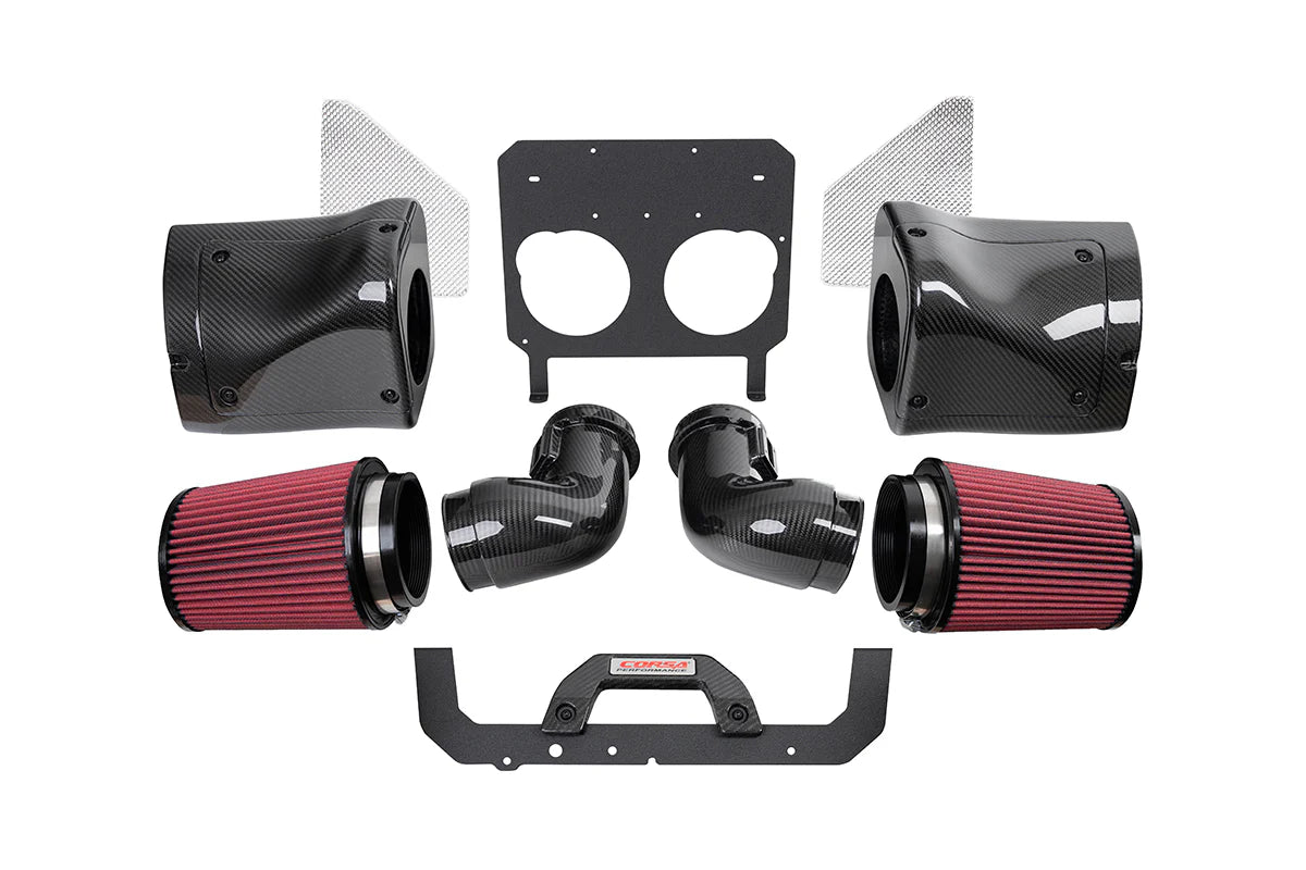 Sistema de admisión de aire doble Corsa de fibra de carbono para Chevrolet Corvette C8 Z06 (LT6 5.5L) 2023–2025