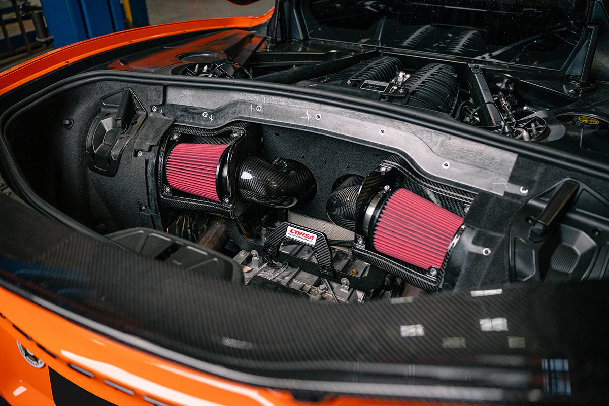 Sistema de admisión de aire doble Corsa de fibra de carbono para Chevrolet Corvette C8 Z06 (LT6 5.5L) 2023–2025