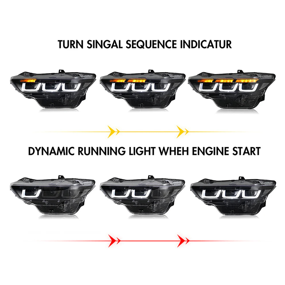 Faros LED de triple proyector para Ford Mustang 2024+ (par)