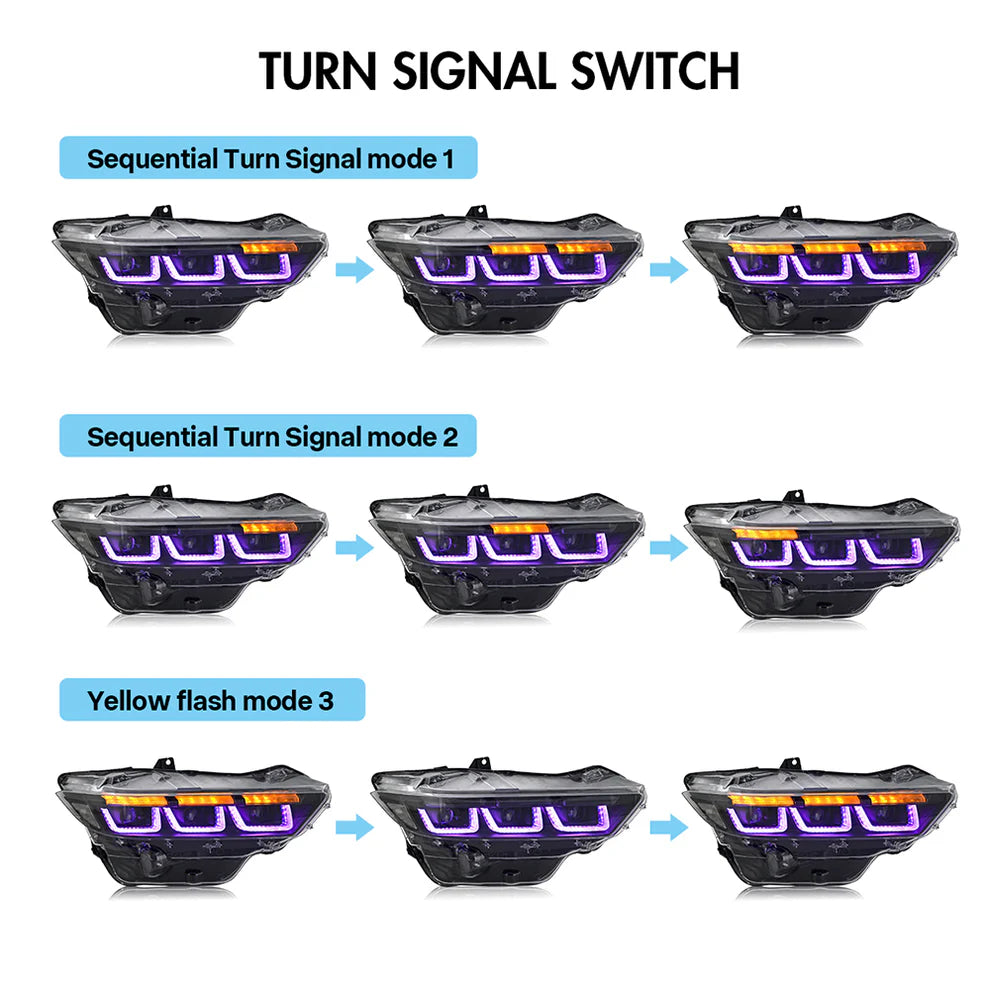 Faros LED RGB de triple proyector para Ford Mustang 2024+ (par)
