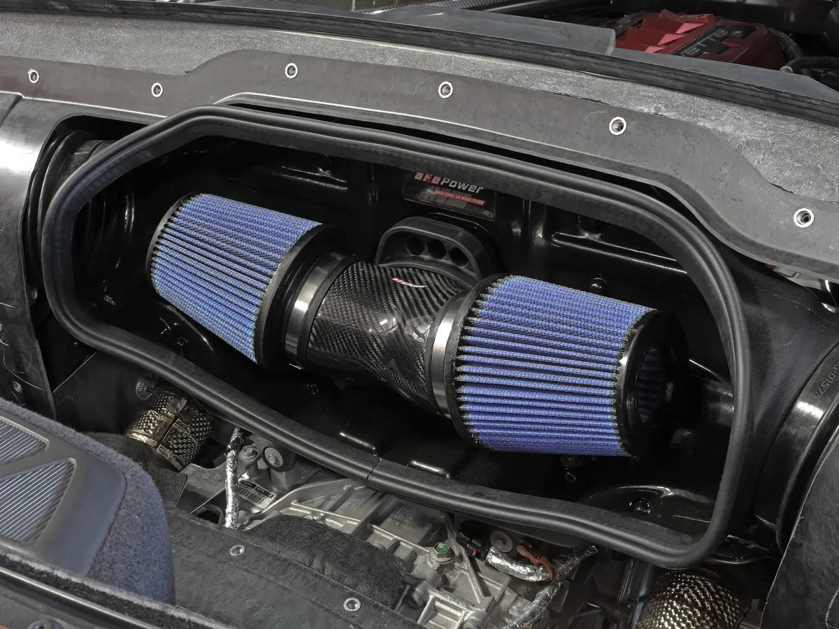 Sistema de admisión de aire frío de fibra de carbono aFe Power Track Series con filtros Pro 5R – Chevrolet C8 Corvette 2020–2026