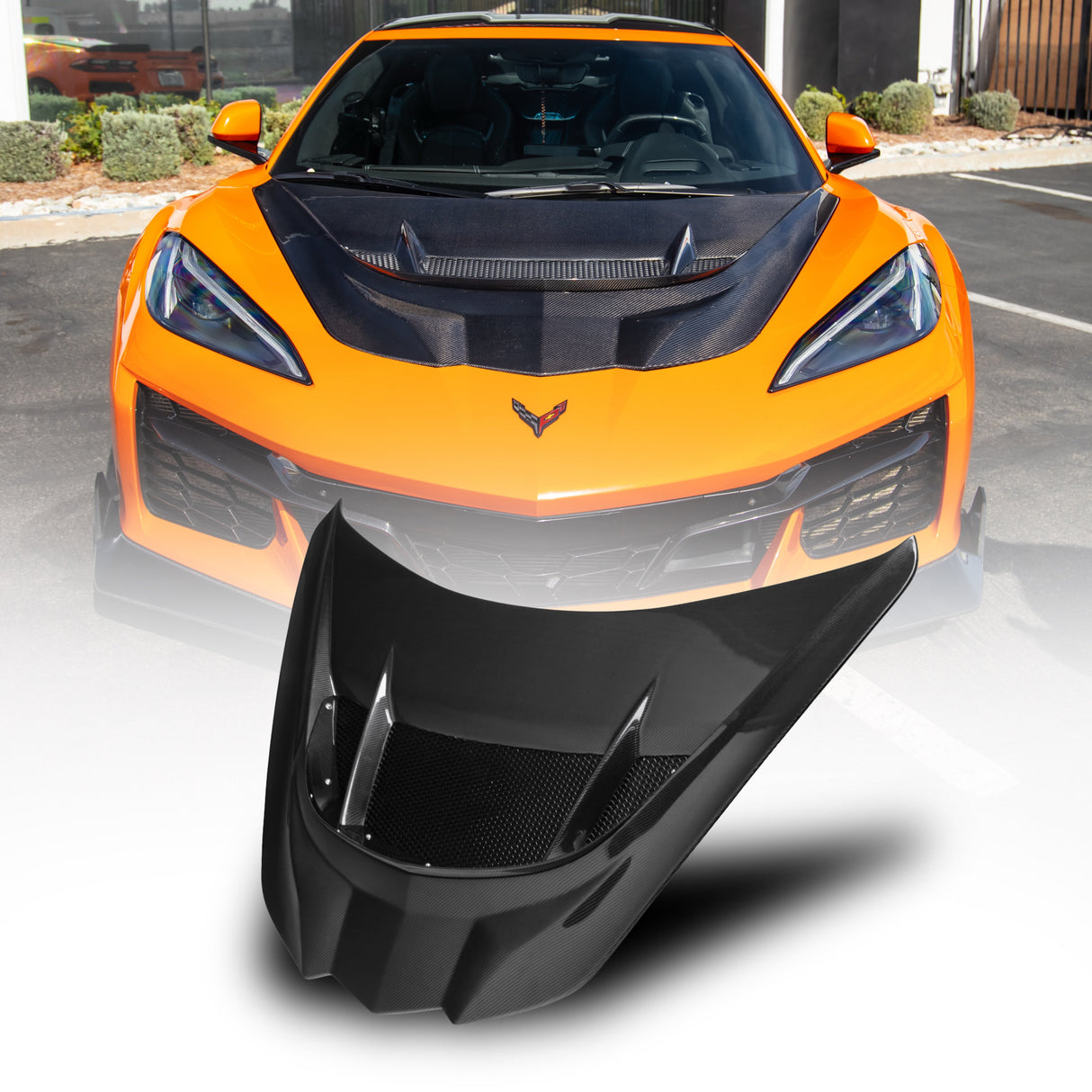 Capó de fibra de carbono de doble cara de 2 piezas Type-ZR1 para Corvette C8 2020-2026 para Stingray/Z06/E-Ray