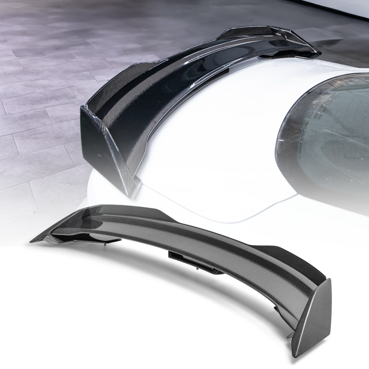 Alerón trasero de carbono brillante de 2 piezas para Ford Mustang S650 Dark Horse 2024+