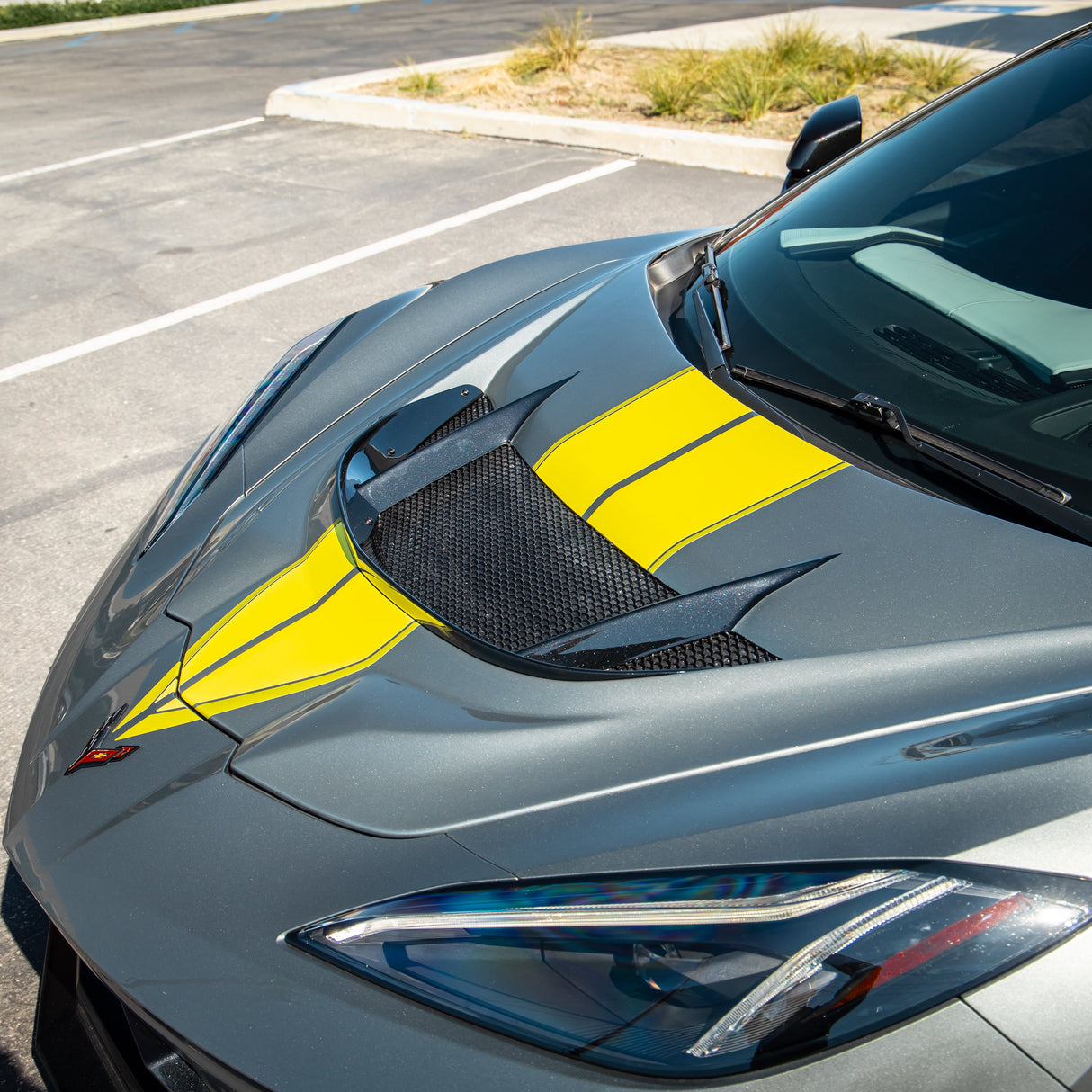 Capó de fibra de carbono de doble cara de 2 piezas Type-ZR1 para Corvette C8 2020-2026 para Stingray/Z06/E-Ray