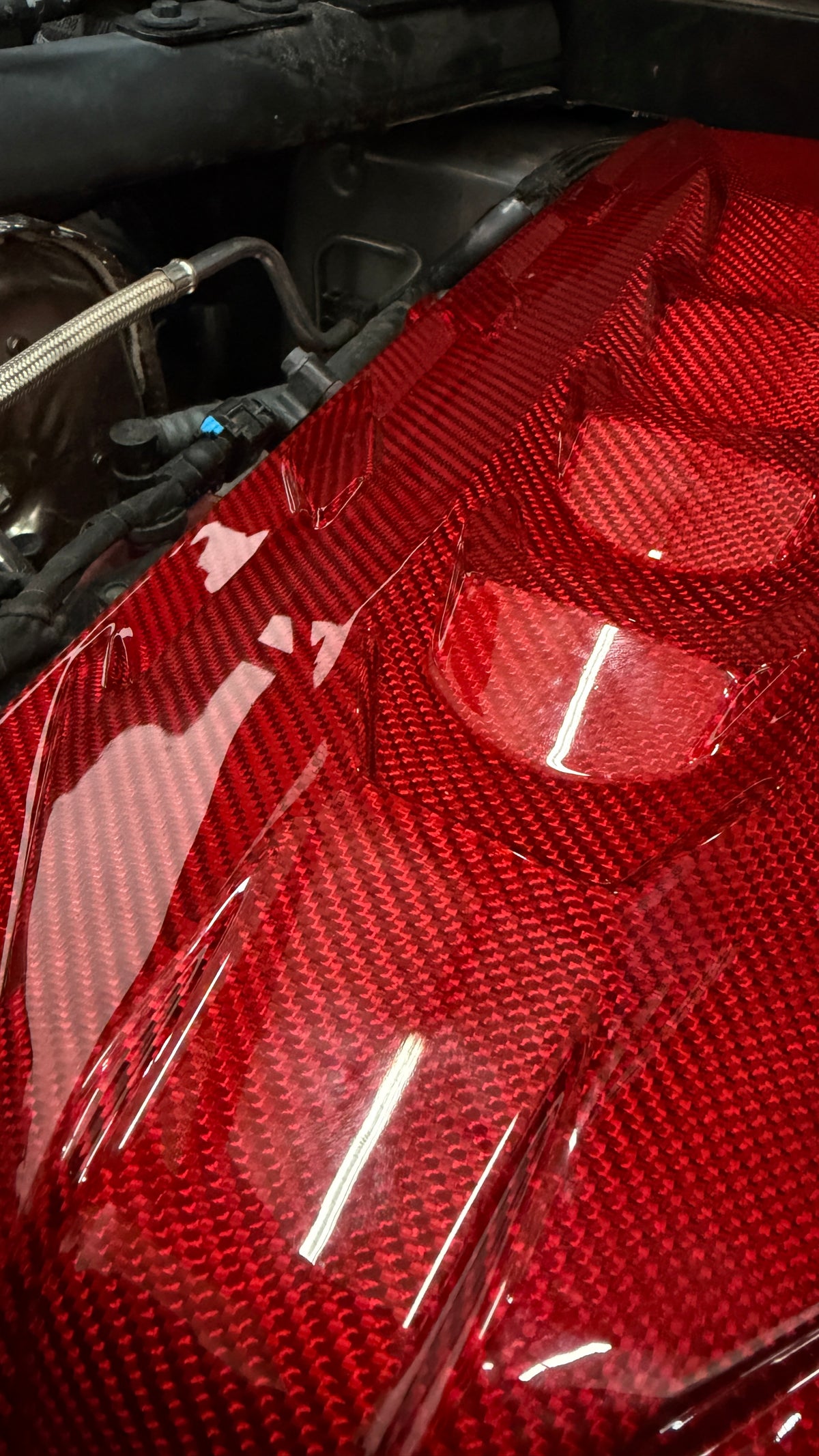 Corvette C8 Red Carbon Fiber Engine Cover