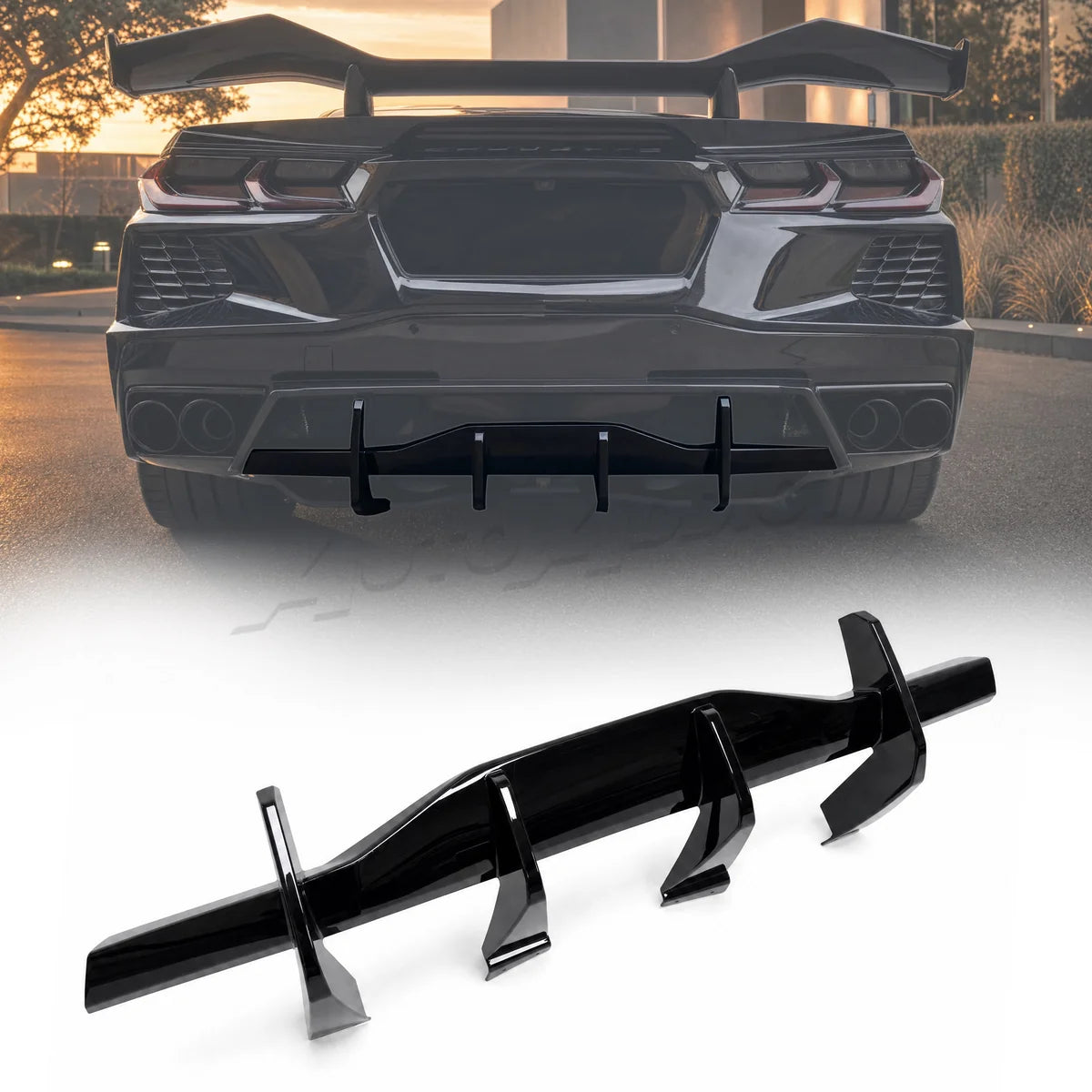 C8 Corvette Rear Diffuser Shark Fins – Stingray / E-Ray / Grand Sport (2020–2027)
