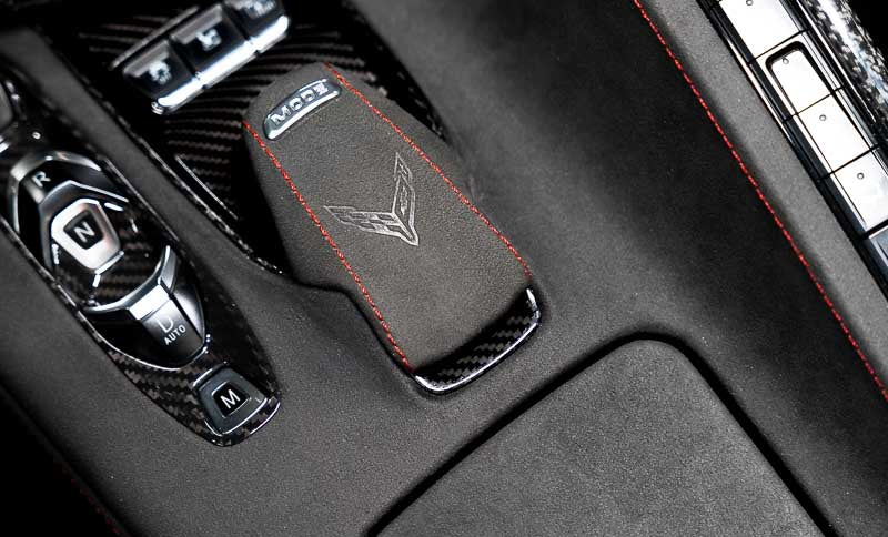 C8 Corvette Red Carbon Fiber Mode Selector Trim Overlay