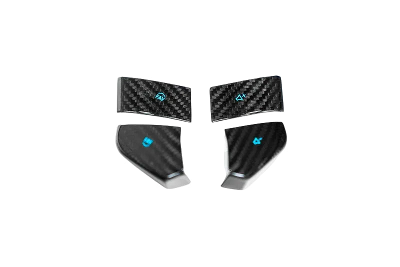 2020–2023 C8 Corvette Stingray Carbon Fiber Steering Wheel Button Covers – 4PC