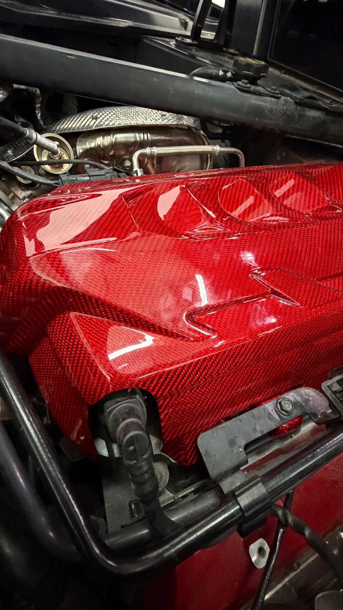 Corvette C8 Red Carbon Fiber Engine Cover