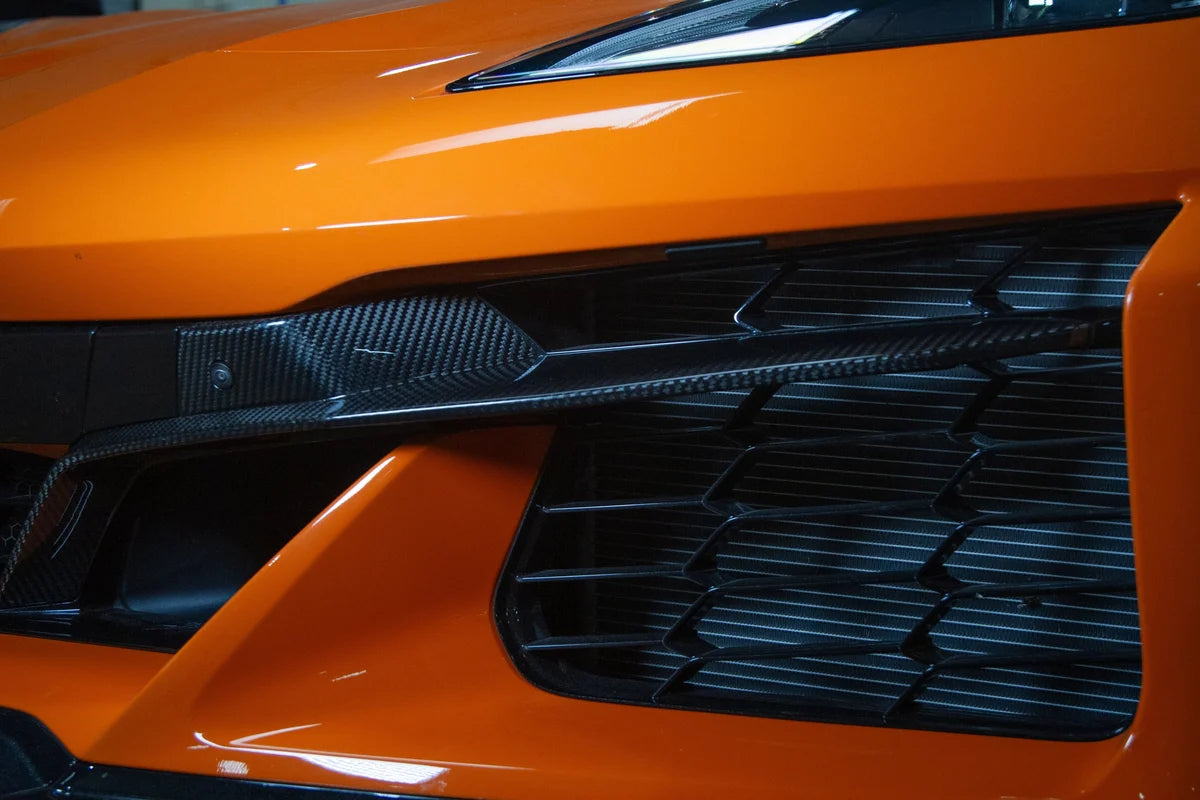 2022–2027 Corvette C8 Z06 / E-Ray / Grand Sport Dry Gloss Carbon Fiber Front Lower Grille Pair
