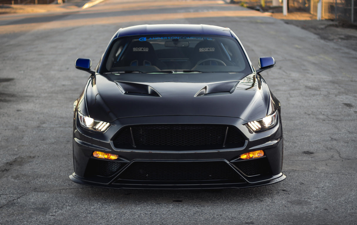Capó de fibra de carbono de doble cara tipo TT (estilo Ford GT) para Ford Mustang 2015-2017