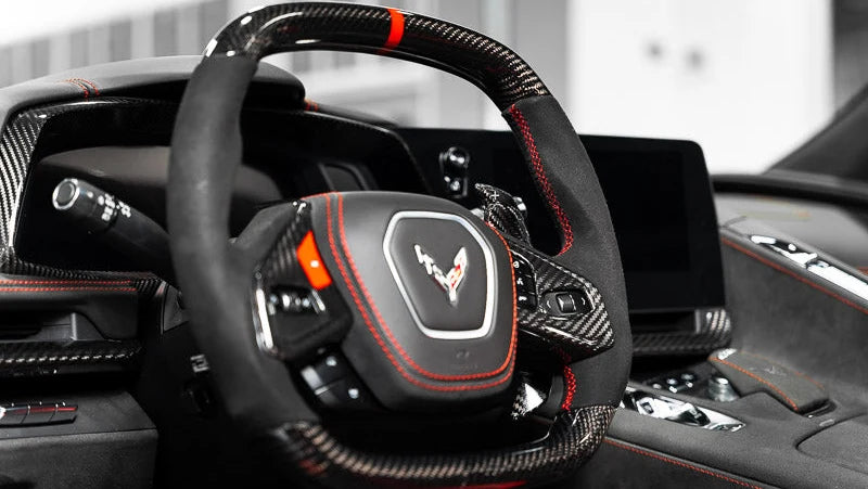 C8 Corvette Carbon Fiber Steering Wheel Trim Overlay – Heated Steering Wheels