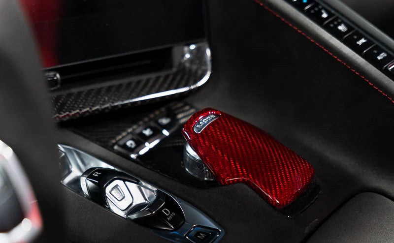Corvette C8 Red Carbon Fiber Mode Selector Overlay