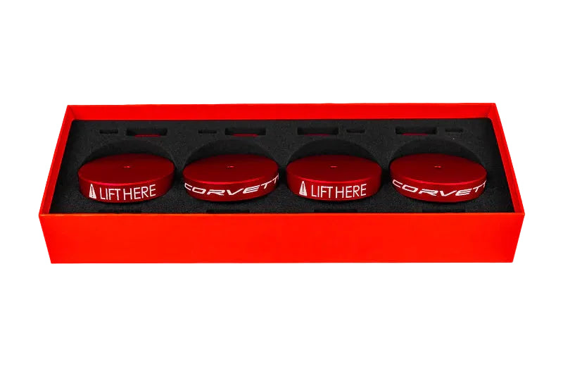 C8 Corvette “Corvette” Jack Pucks – 4 Piece Set