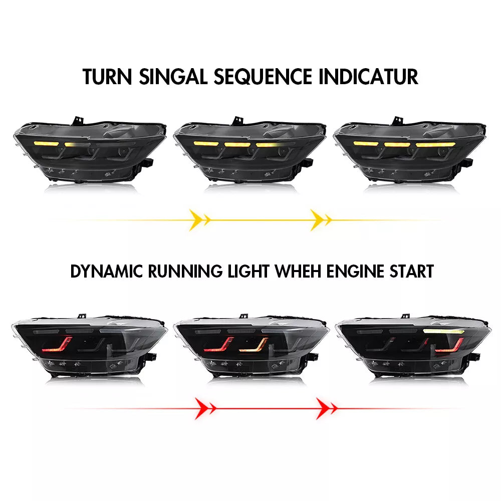 Faros estilo S650 para Ford Mustang 2015-2017 - Serie Flow