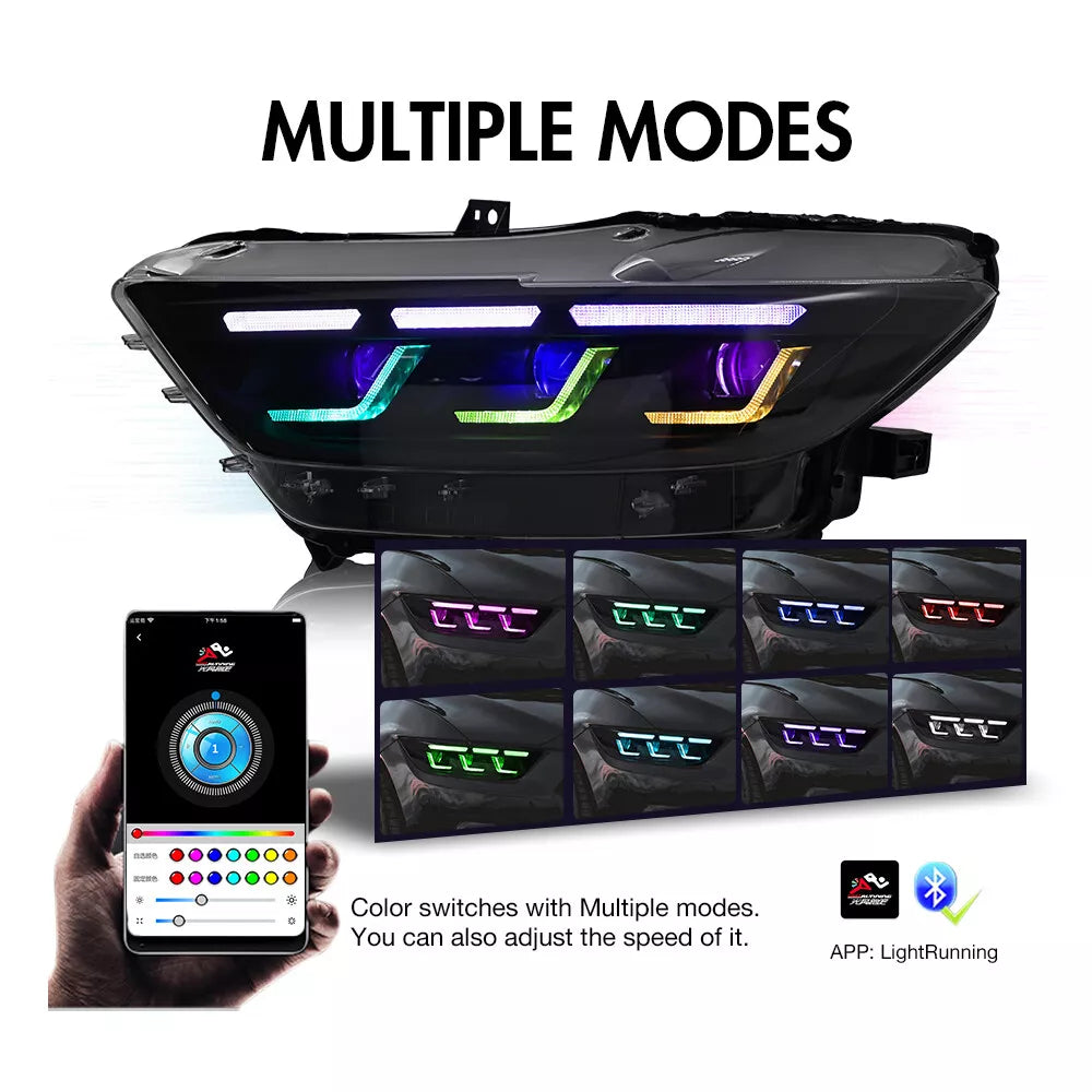 Faros estilo S650 para Ford Mustang 2015-2017 - Serie Flow