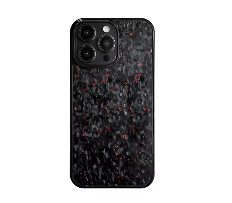 Fibra de Carbono Forjada con Partículas Rojas - Funda para Teléfono