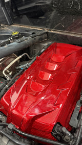 Corvette C8 Red Carbon Fiber Engine Cover