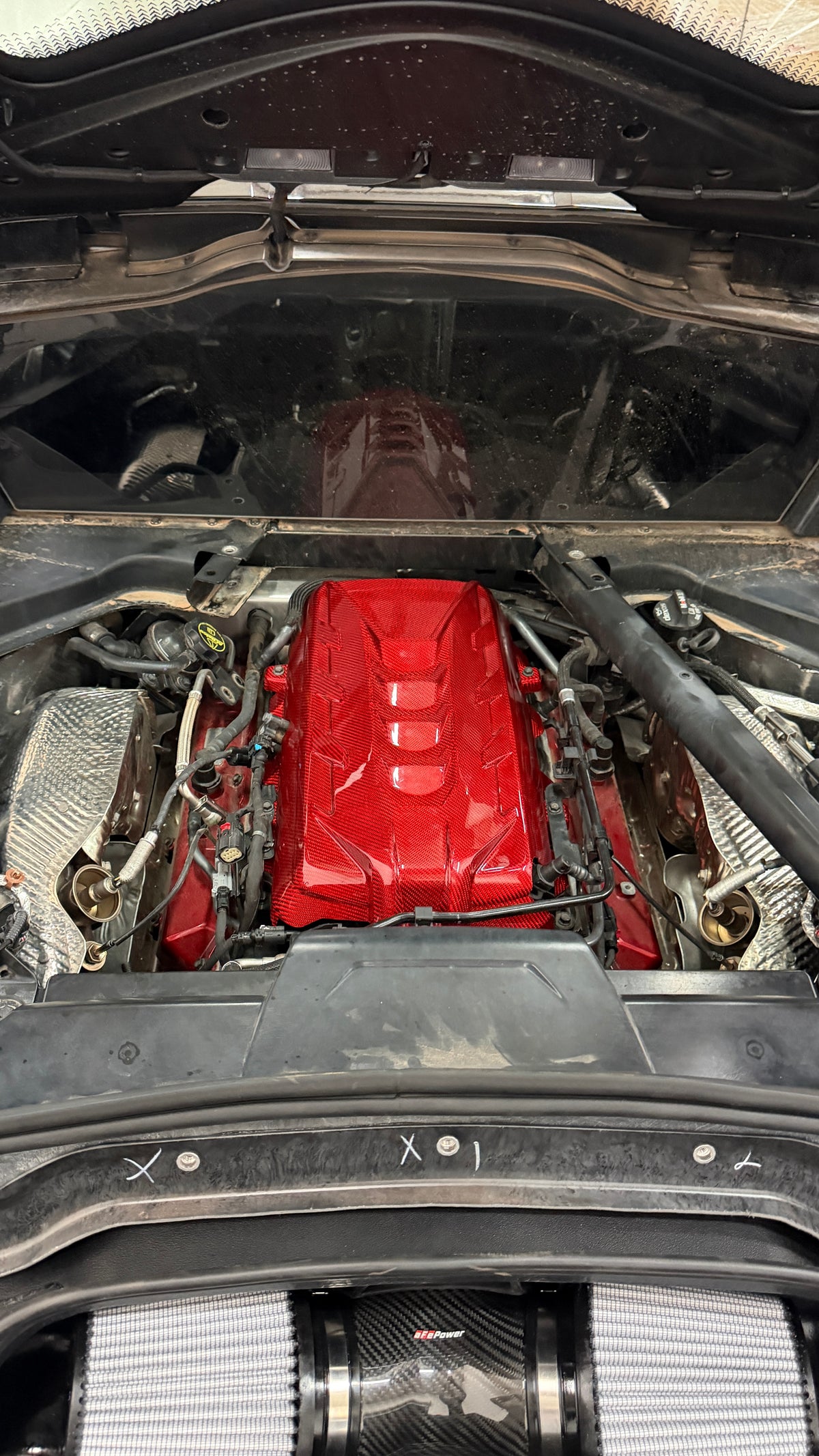 Corvette C8 Red Carbon Fiber Engine Cover