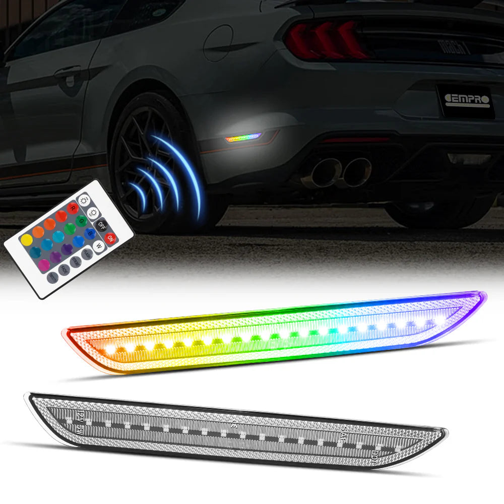 Marcador lateral LED RGB transparente Mustang S550 2015-2023