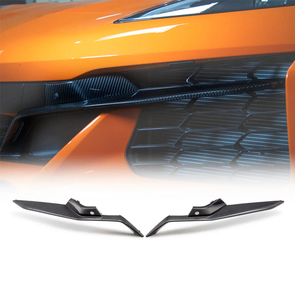 2022–2027 Corvette C8 Z06 / E-Ray / Grand Sport Dry Gloss Carbon Fiber Front Lower Grille Pair