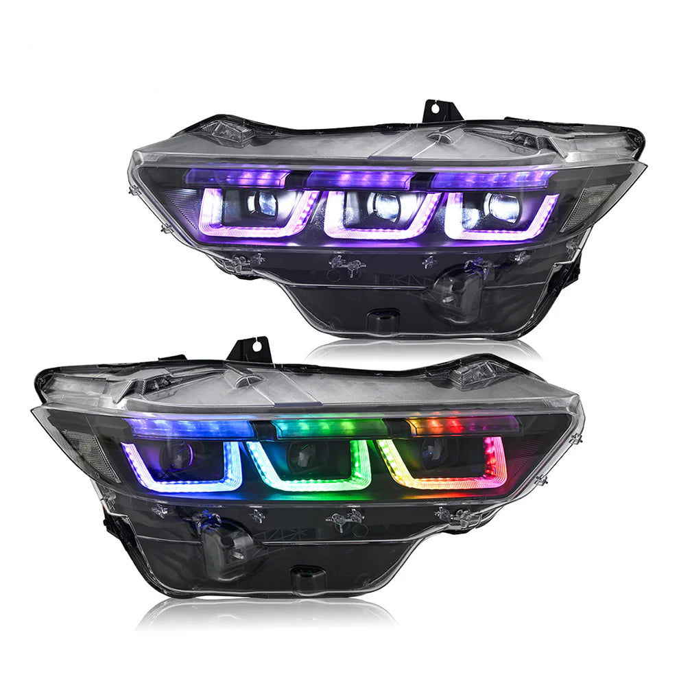 Faros LED RGB de triple proyector para Ford Mustang 2024+ (par)