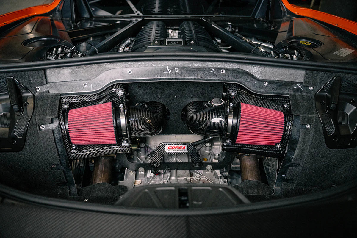 Sistema de admisión de aire doble Corsa de fibra de carbono para Chevrolet Corvette C8 Z06 (LT6 5.5L) 2023–2025