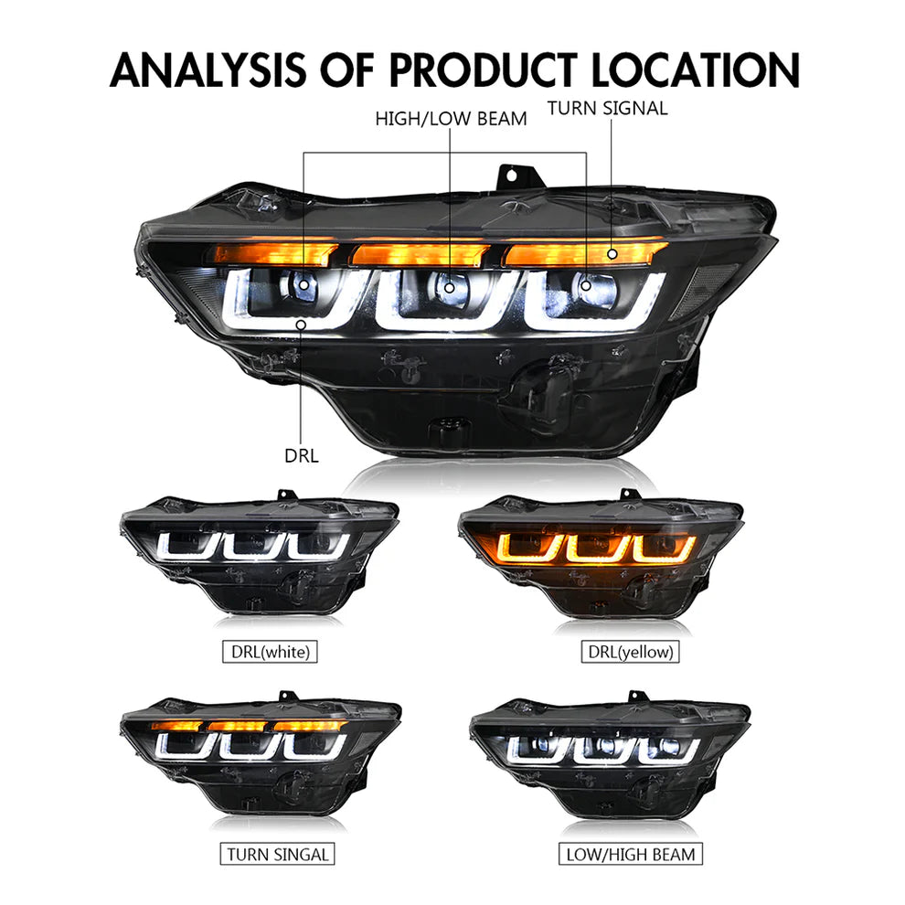 Faros LED de triple proyector para Ford Mustang 2024+ (par)