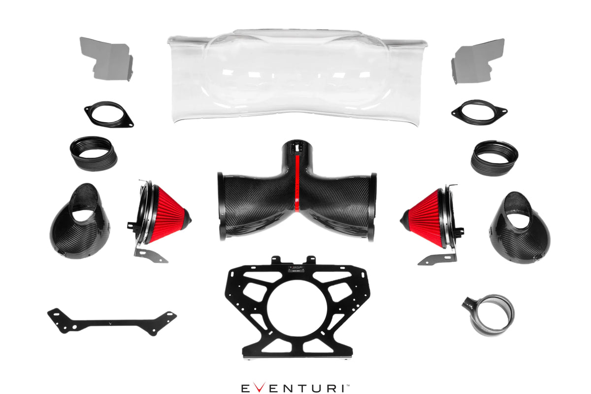 2020+ Chevrolet Corvette C8 Stingray Eventuri Carbon Fiber Intake System with Clear Lid