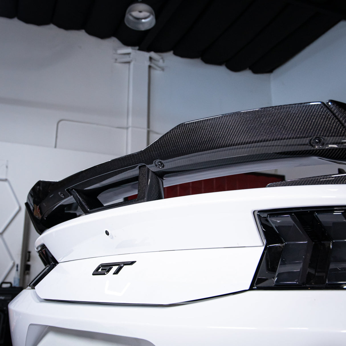 Alerón trasero de carbono brillante de 2 piezas para Ford Mustang S650 Dark Horse 2024+