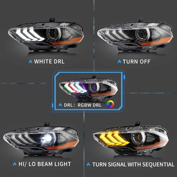 Faros proyectores RGB Mustang 2018-2023 para Ford Mustang