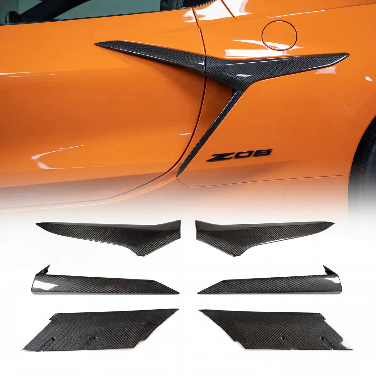 2022–2027 Corvette C8 Z06 / E-Ray Dry Gloss Carbon Fiber Door Handle & Quarter Panel Replacement Trim Kit