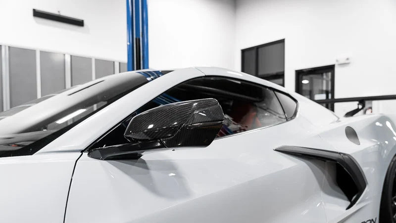 C8 Corvette Carbon Fiber Mirror Bottom Overlays (2020+)