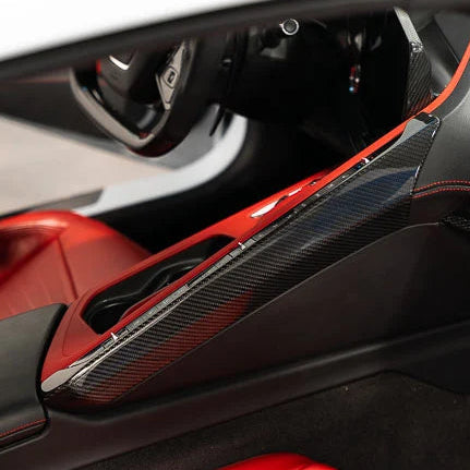 2020–2025 Chevrolet Corvette C8 Red Carbon Fiber Upper Right Center Console Trim