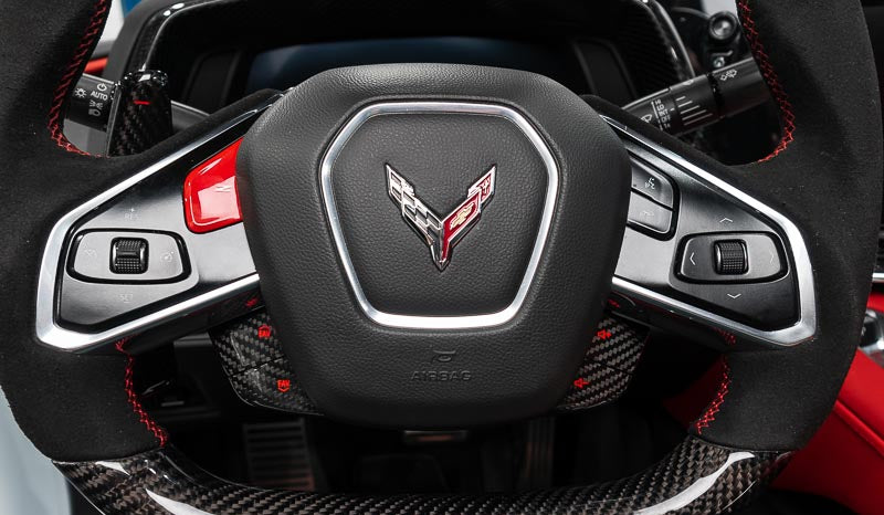 C8 Corvette Red Carbon Fiber Steering Wheel Button Covers – 4PC