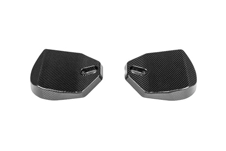 Two black carbon fiber textured motorcycle handlebar grips shown on a white background with a Paragon brand logo in the bottom right corner.