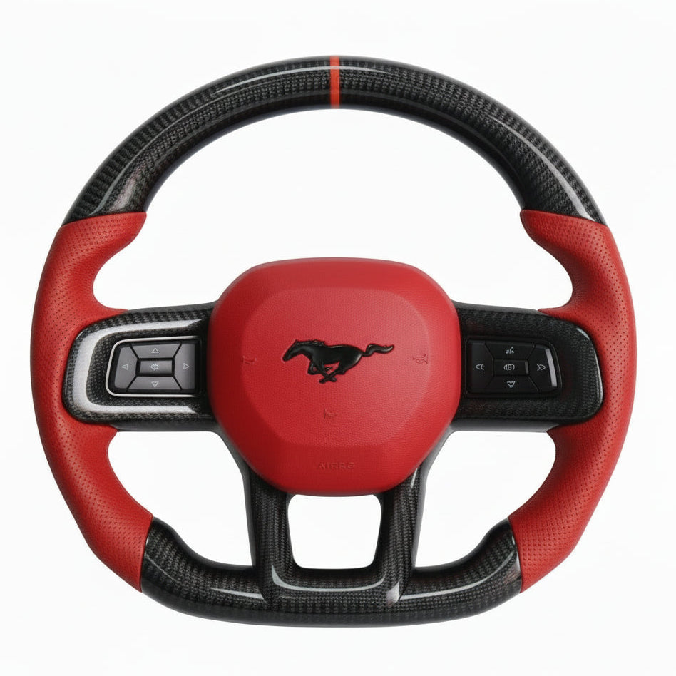 2024+ S650 Ford Mustang Carbon Fiber Steering Wheel - Customizable