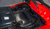 Corvette C8 Convertible Clear Engine Cover with Red Carbon Fiber Surround