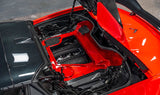 Corvette C8 Convertible Clear Engine Cover with Red Carbon Fiber Surround