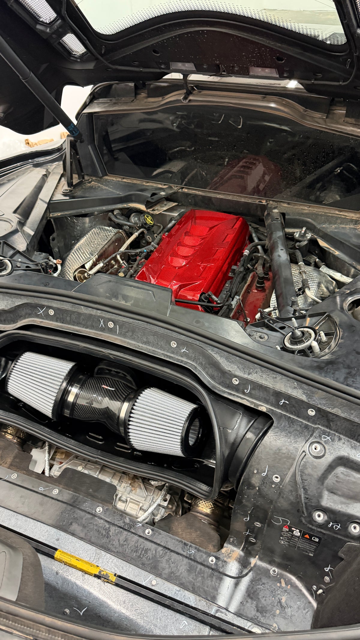 Corvette C8 Red Carbon Fiber Engine Cover
