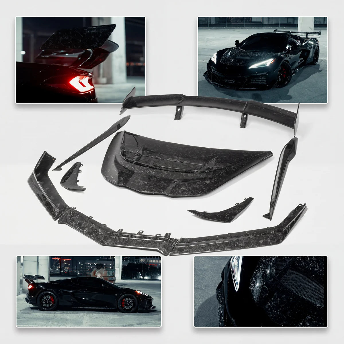 2020–2026 Corvette C8 Carbon Quiet Racing ZR1 ZTK Forged Carbon Fiber Aero Kit for Z06/E-Ray