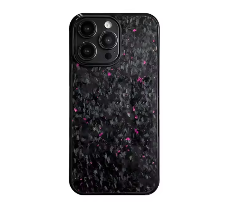 Fibra de carbono forjada con partículas rosas - Funda para teléfono