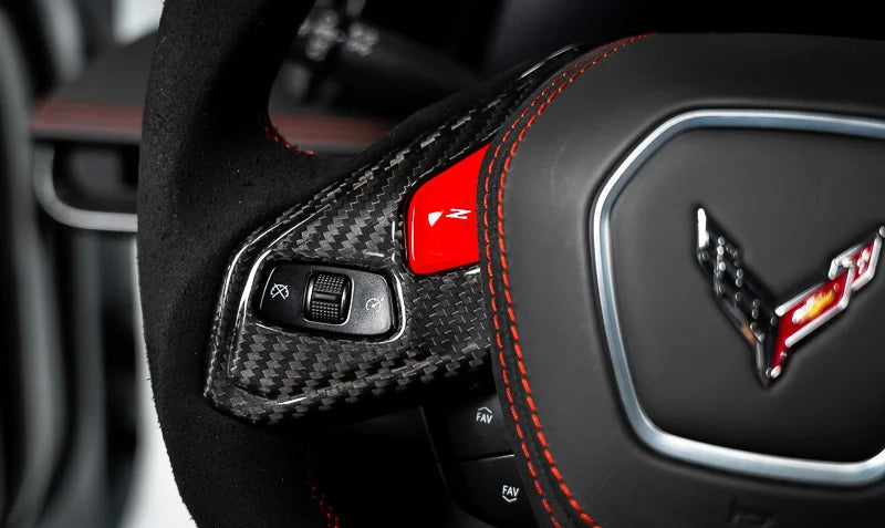 C8 Corvette Carbon Fiber Steering Wheel Trim Overlay – Heated Steering Wheels