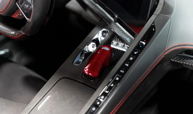 Corvette C8 Red Carbon Fiber Mode Selector Overlay