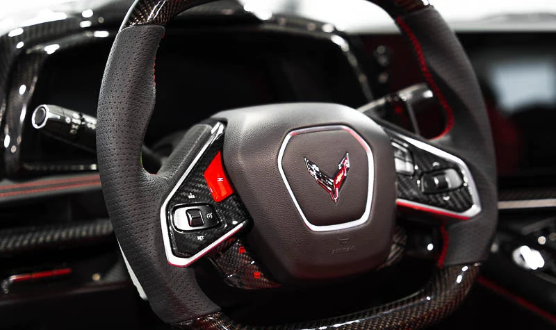 C8 Corvette Steering Wheel Black Side Covers — 1LT, Non-Heated