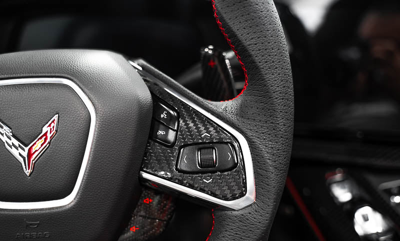 C8 Corvette Steering Wheel Black Side Covers — 1LT, Non-Heated