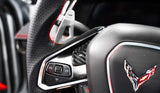 2020–2023 C8 Corvette Carbon Fiber Steering Wheel Button Covers – 1LT Non-Heated
