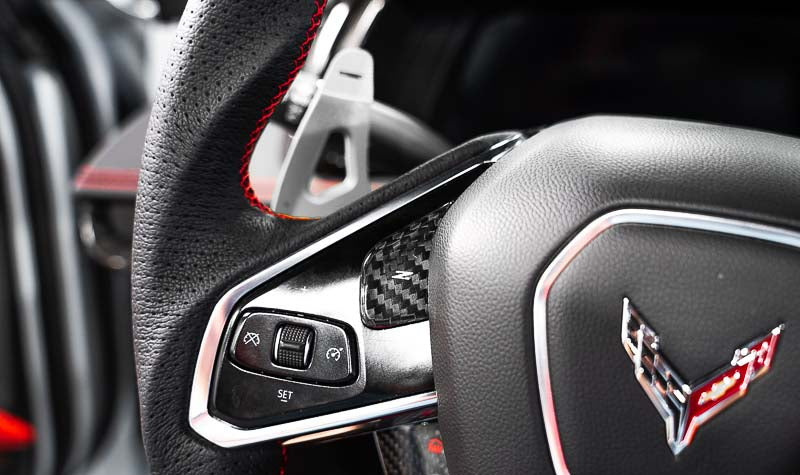 2020–2023 C8 Corvette Carbon Fiber Steering Wheel Button Covers – Heated