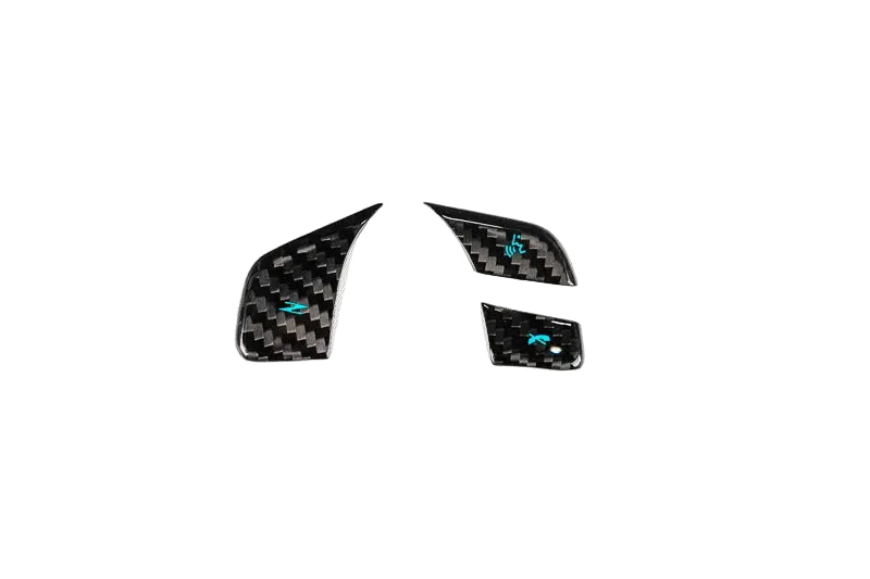2020–2023 C8 Corvette Carbon Fiber Steering Wheel Button Covers – 1LT Non-Heated