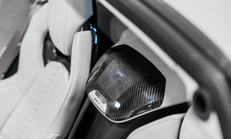 C8 Corvette Carbon Fiber Waterfall Speaker Overlay with Corvette Flags